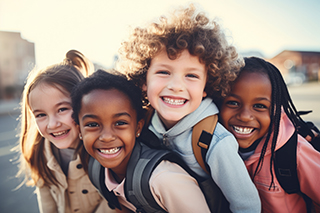 Portrait of a group of children going back to school