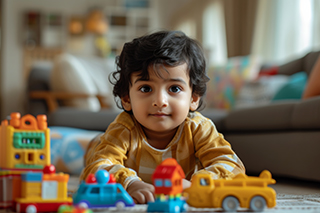 cute baby playing with toys