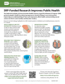 Preview of fact sheet, "SRP-Funded Research Improves Public Health" highlighting the goals and mission of the NIEHS SRP.